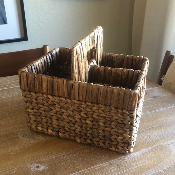 Pottery Barn Woven 3- Space Caddy with Handle